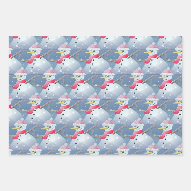 Schneemodell Geschenkpapier Set (Vorderseite)