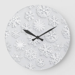 Schneemuster Große Wanduhr