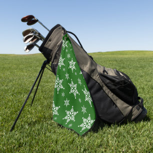 Schneemuster, Weiße Schneeflocken, Schnee, Grün Golfhandtuch