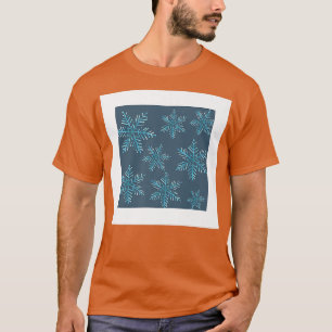 Schneemuster Winterurlaub Blaudruck Dekor T-Shirt