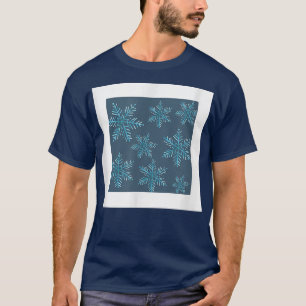Schneemuster Winterurlaub Blaudruck Dekor T-Shirt