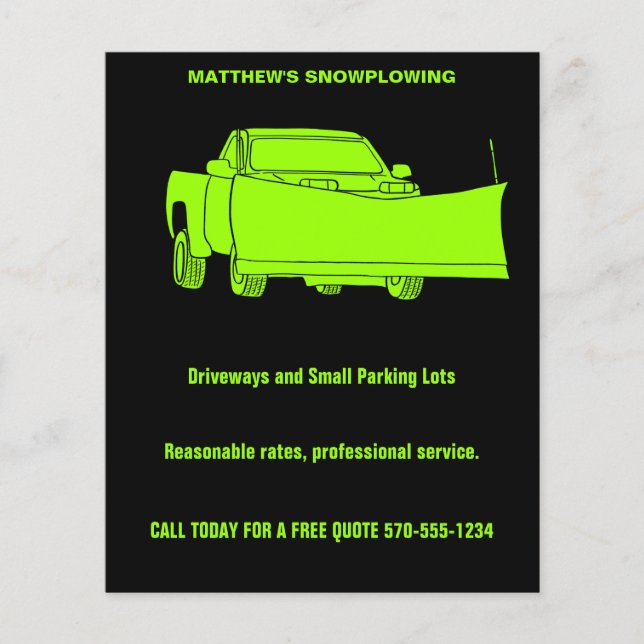 Schneepflug Lieferwagen LKW mit Pflugschnee Flyer (Vorne)