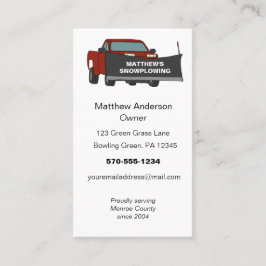 Schneepflug Lieferwagen LKW mit Pflugschnee Visitenkarte