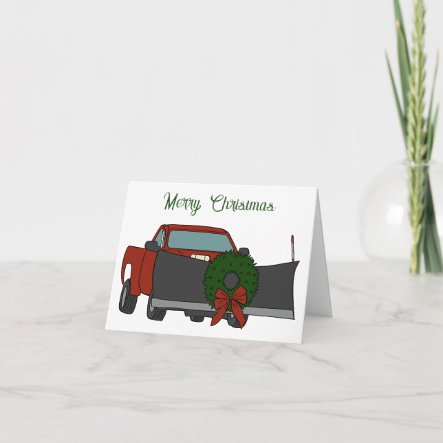 Schneepflug mit dem Weihnachtskranz Custom Snowpfl Feiertagskarte (Vorderseite)