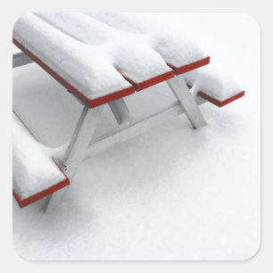 Schneepiknick Quadratischer Aufkleber