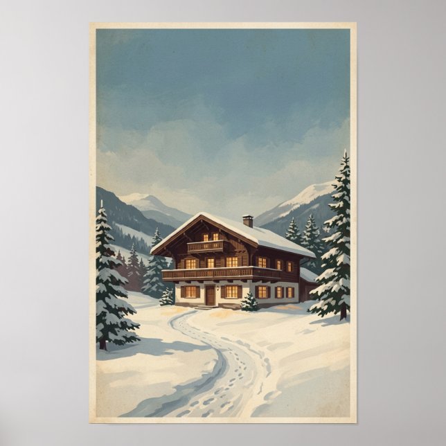 Schneeposter Alpenchalets Poster (Vorne)