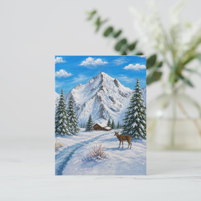 Schneepostkarte vom Bergtal Postkarte (Stehend Vorderseite)