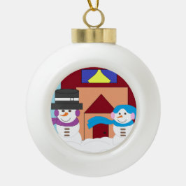 Schneereicher Winter: Keramik Kugel-Ornament