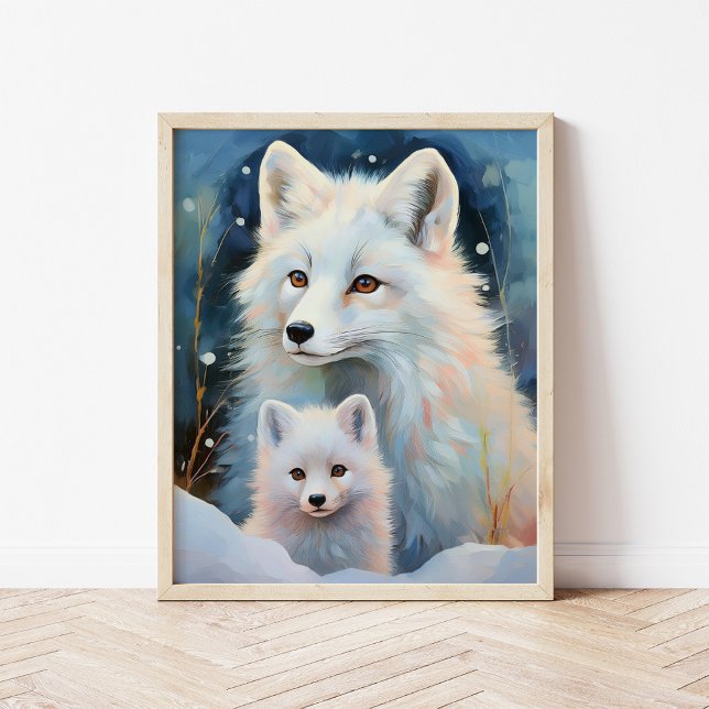 Schneereicher Winter Polarfuchs Moderne Kunst Poster (Von Creator hochgeladen)