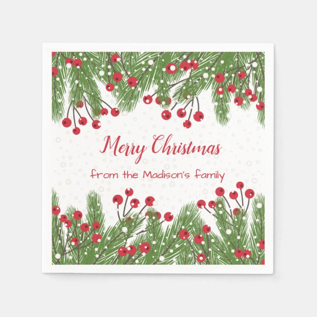 Schneerote Beeren, Weihnachten Serviette (Vorderseite)