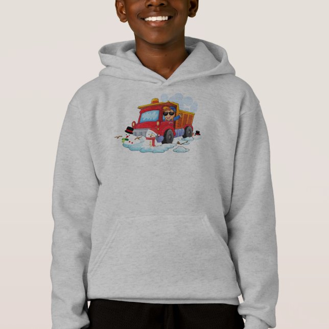 Schneeschauer Tag pflügen Schneemänner Hoodie (Vorderseite)