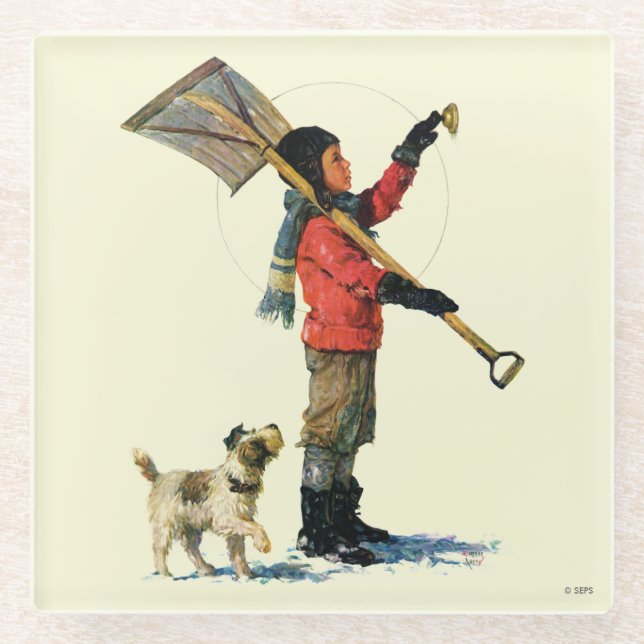 Schneeschieber Glasuntersetzer (Vorderseite)