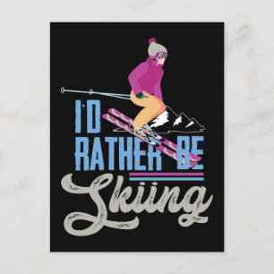 Schneeschlitten Ich würde lieber Skifahren Feiertagspostkarte