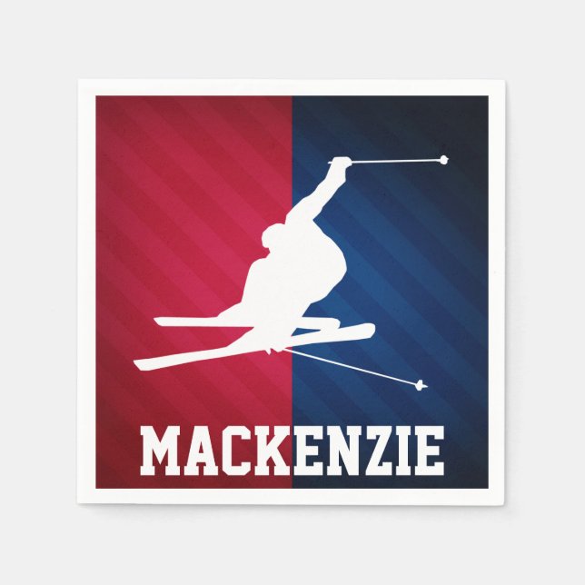 Schneeschlitten; Rot, Weiß und Blau Serviette (Vorderseite)