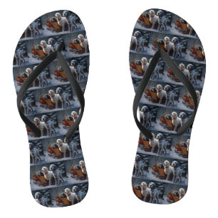 Schneeschlitten-Weihnachtsdekoration für English S Flip Flops