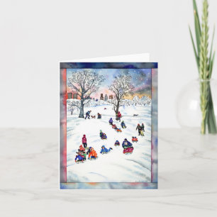 Schneeschlittenweihnachtskarte Feiertagskarte