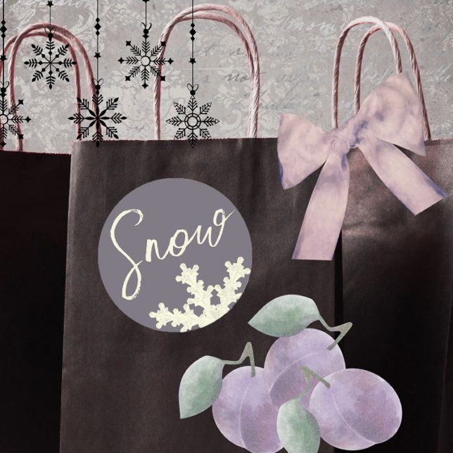 Schneeschrift lila, graue Buttercreme Runder Aufkleber (Von Creator hochgeladen)