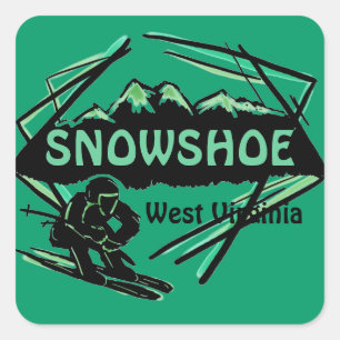 Schneeschuh West Virginia grüne Ski Logo Aufkleber