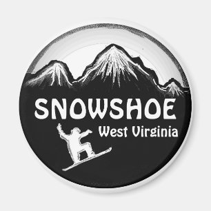 Schneeschuh West Virginia White Snowboard Magnet