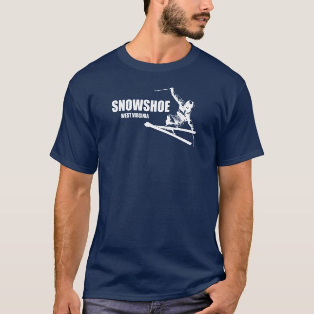 Schneeschuhberg West Virginia Skier T-Shirt (Vorderseite)