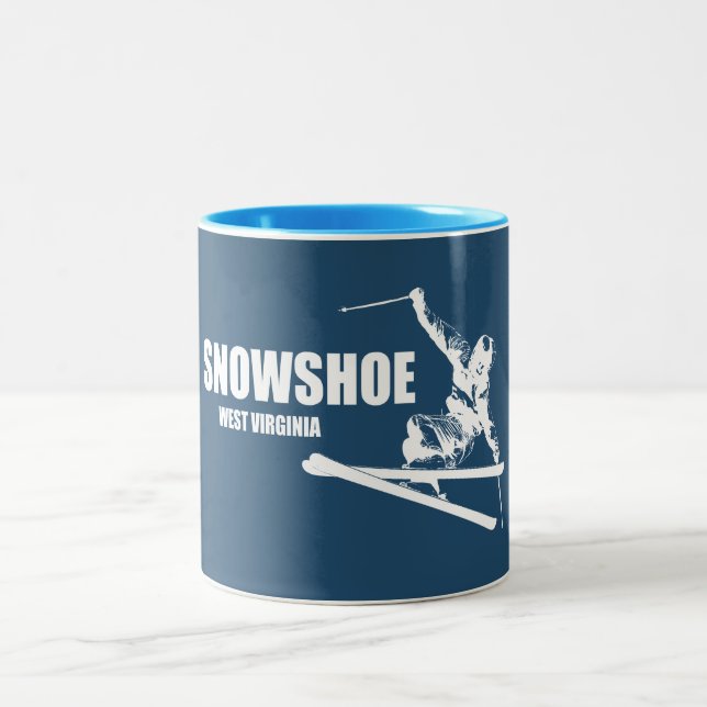 Schneeschuhberg West Virginia Skier Zweifarbige Tasse (Mittel)