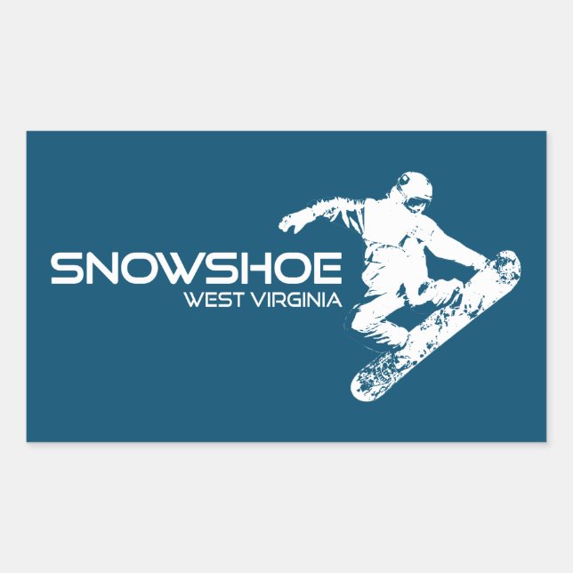 Schneeschuhberg West Virginia Snowboarder Rechteckiger Aufkleber (Vorderseite)