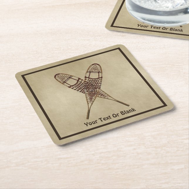 Schneeschuhe für altes Papier Rechteckiger Pappuntersetzer (angewinkelt)