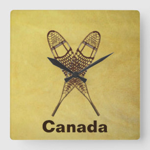 Schneeschuhe Quadratische Wanduhr