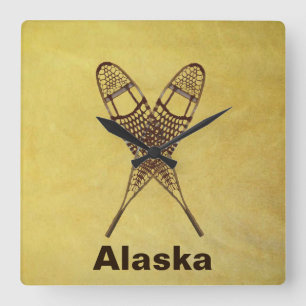 Schneeschuhe Quadratische Wanduhr