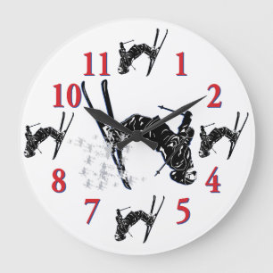 Schneeschuhfahrer - Zeit zum Skifahren Große Wanduhr