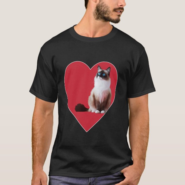 Schneeschuhkatze Valentinstag Red Heart Liebe Mama T-Shirt (Vorderseite)