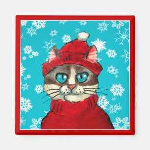Schneeschuhkatze Winter Weihnachtsmagnet Magnet