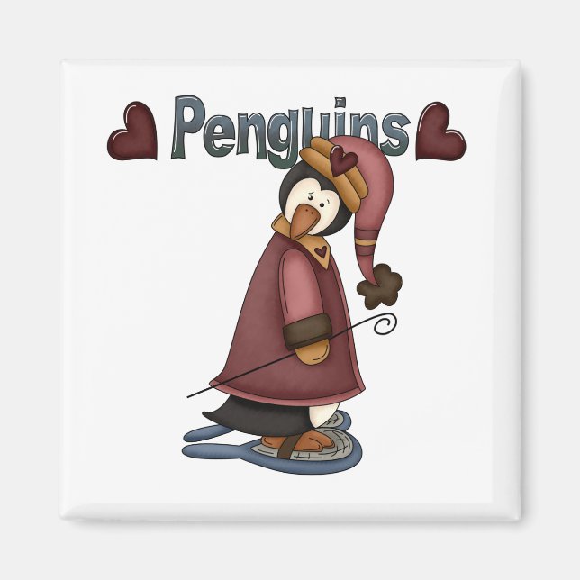 Schneeschuhpinguin-T - Shirt und -Geschenke Magnet (Vorne)