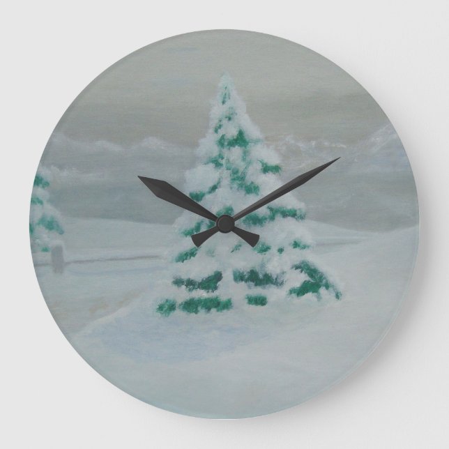 Schneeschuhr Große Wanduhr (Vorderseite)