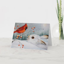 Schneeschuhrabbit und Roter Kardinal Bird - Farbe