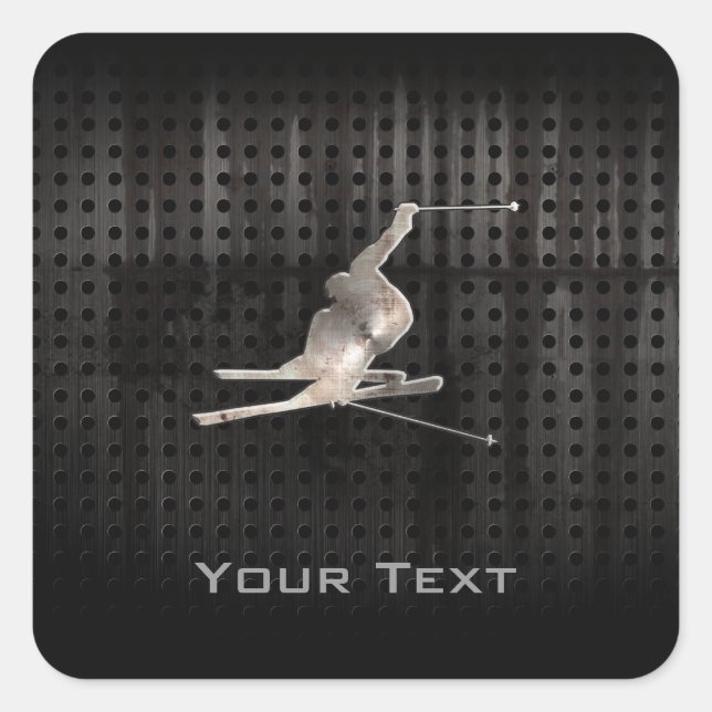 Schneeschuhwandern; Cool Schwarz Quadratischer Aufkleber (Vorderseite)