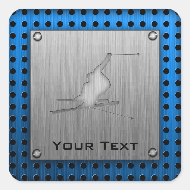 Schneeschuhwandern in gebürstetem Metal-Look Quadratischer Aufkleber (Vorderseite)