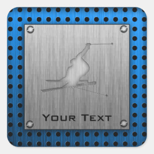 Schneeschuhwandern in gebürstetem Metal-Look Quadratischer Aufkleber