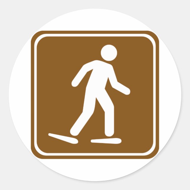 Schneeschuhwanderweg Runder Aufkleber (Vorderseite)