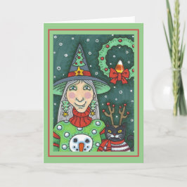 SCHNEESCHWÄTER, SCHWARZE CAT XMAS HALLOWEG KARTE