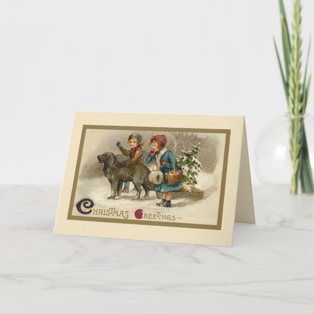 Schneeschwein Feiertagskarte (Vorderseite)