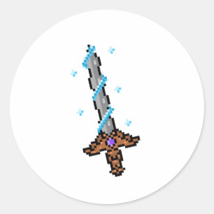 Schneeschwert Pixel Art - Retro Ice Blade Design Runder Aufkleber