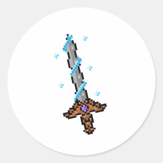Schneeschwert Pixel Art - Retro Ice Blade Design Runder Aufkleber