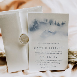 schneesicher | Snowy Mountain Winter Wedding Einladung