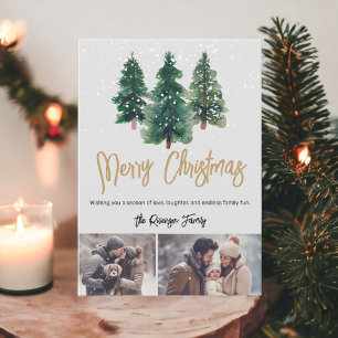 Schneesichere Weihnachtsbäume Familie 2 Fotos Einladung