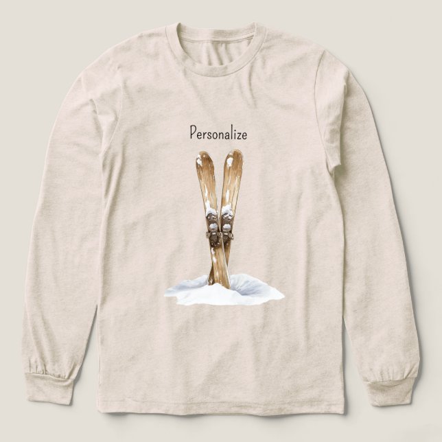 Schneeskier Weihnachten Tri-Blend Shirt (Design Vorderseite)