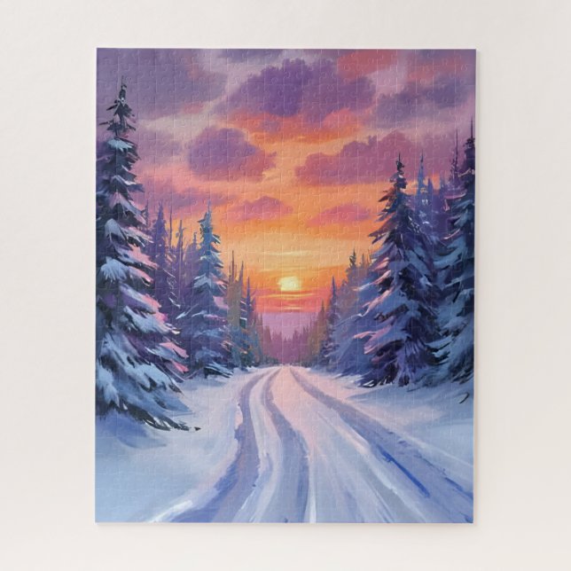 Schneesonntag | Winterliche Berglandschaft Puzzle (Vertikal)