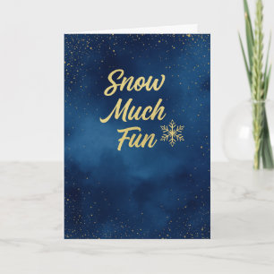 Schneespaß – Elegante blaue und goldene Weihnachts Feiertagskarte