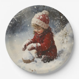 Schneespielen Pappteller