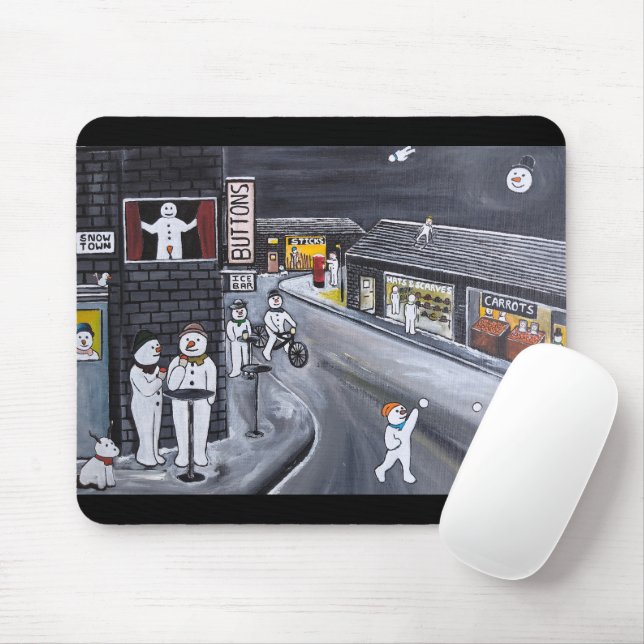 Schneestadt-Gemälde von Alfred Fox Mousepad (Mit Mouse)